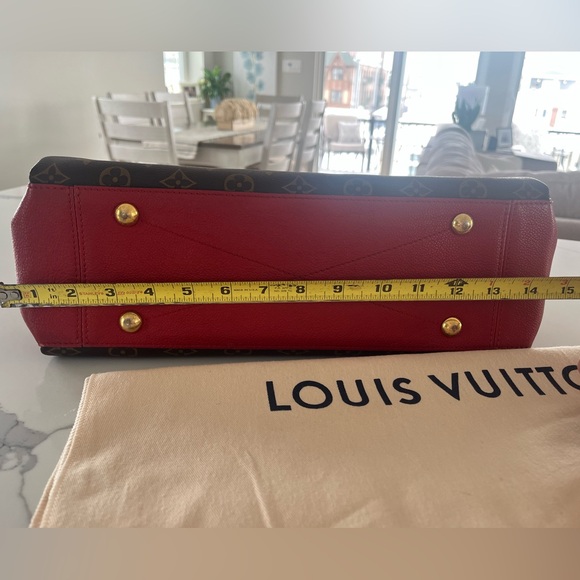 Louis Vuitton Surene MM Monogram Brown Coated Canvas & Cerise (Red) Leather Tote - Picture 15 of 17